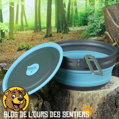 La casserole repliable Frontier en aluminium Sea to summit trouve sa place dans un fourgon aménagé