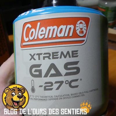 le mélanche froid extreme de la cartouche de gaz coleman assure un fonctionnement réchaud en situations très froides
