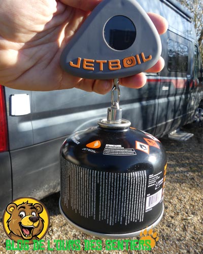L'accessoire jetgauge de jetboil permet de mesurer le taux de remplissage de votre cartouche réchaud gaz trekking