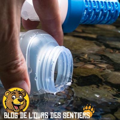 L'assez large goulot de la gourde filtrante katadyn lui permet un remplissage assez facile et rapide