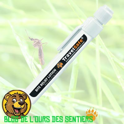 Lotion apaisante après piqures Travelsafe à base de végétaux pour calmer les démangeaisons des piqures d'insectes