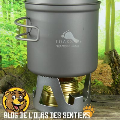 Popote Titane Toaks avec réchaud alcool et support Origin Outdoors