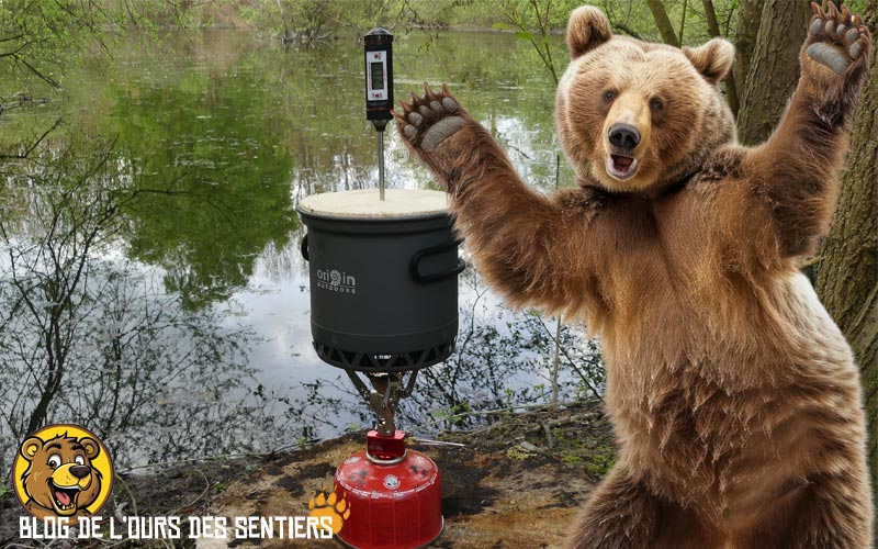 Le comparatif des popotes optimisées origin outdoors de l'ours des sentiers démontre bien l'intérêt d'avoir un échangeur thermique sous son pot de cuisson randonnée