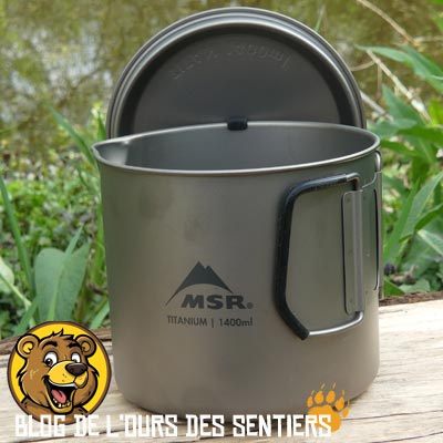 Avec sa grande taille, la bouilloire titane titan kettle msr 140 cl peut également être utilisée en tant que pot de cuisson