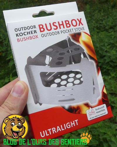 meilleur réchaud bois pliant, le bushbox ultra light est aussi léger pour randonner que puissant pour cuisiner