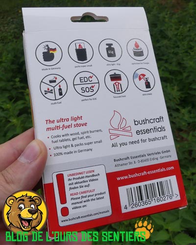 Réchaud consommable bois, le bushbox ultralight de bushcraft essentials est un petit concentré de légèreté pour un bivouac en mode léger