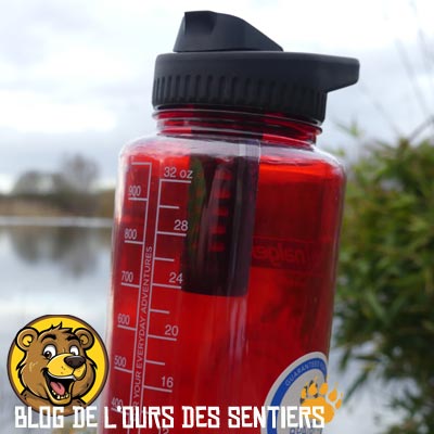 Grace à la petite taille de la cartouche filtrante, le daycap platypus ne fait pas perdre de volume utile d'eau potable dans la gourde