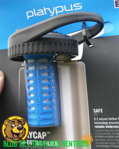 le bouchon avec cartouche filtrante Daycap de Platypus s'adapte sur les gourdes à large ouverture type Nalgene, Camelbak, Primus, SIGG