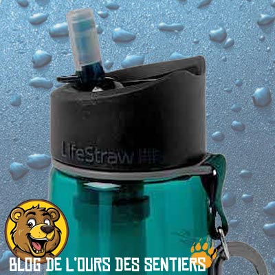 Le bouchon de l'ancien modèle de la gourde lifestraw GO2 comportait une pipette rétractable mais pas de bouchon protecteur