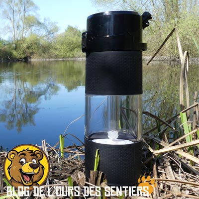 Test et avis de la gourde filtrante et uv Origin Outdoors par l'ours des sentiers, le blog des randonneurs et de la survie bushcraft