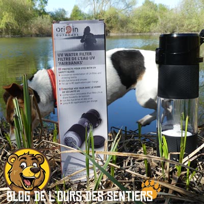 pour la désinfection de l'eau portable par UV, la gourde filtrante origin outdoors possède également un pré-filtre au charbon actif