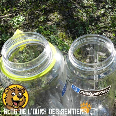 La taille du goulot et pas de vis de la gourde Nalgene Multidrink est identique à celui des autres gourdes de la marque proposant une large ouverture