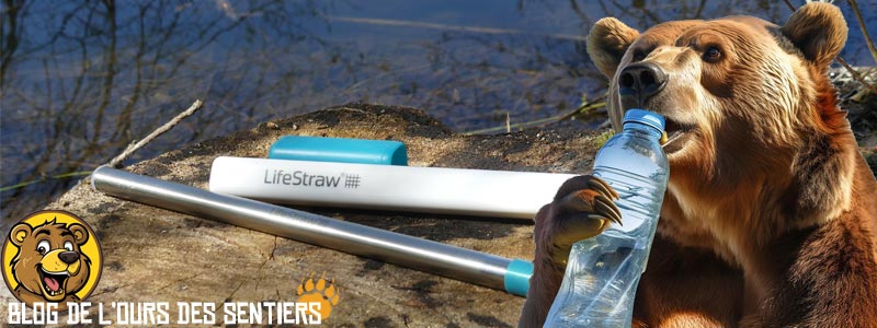 Test de la nouvelle paille filtre portable de Lifestraw Sip, corps inox et fibres creuses pour filtrer les bactéries et protozoaires